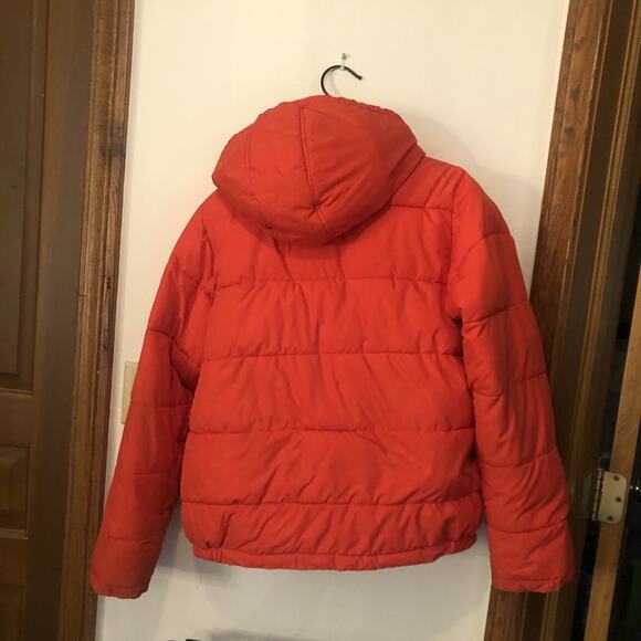 Nautica Puffer Jacket Boys XL 18/20 Bright Orange Hooded USA 1983 Snap Pockets - Picture 4 of 4